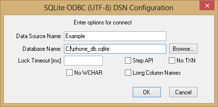 输入您的 SQLite 数据库路径。