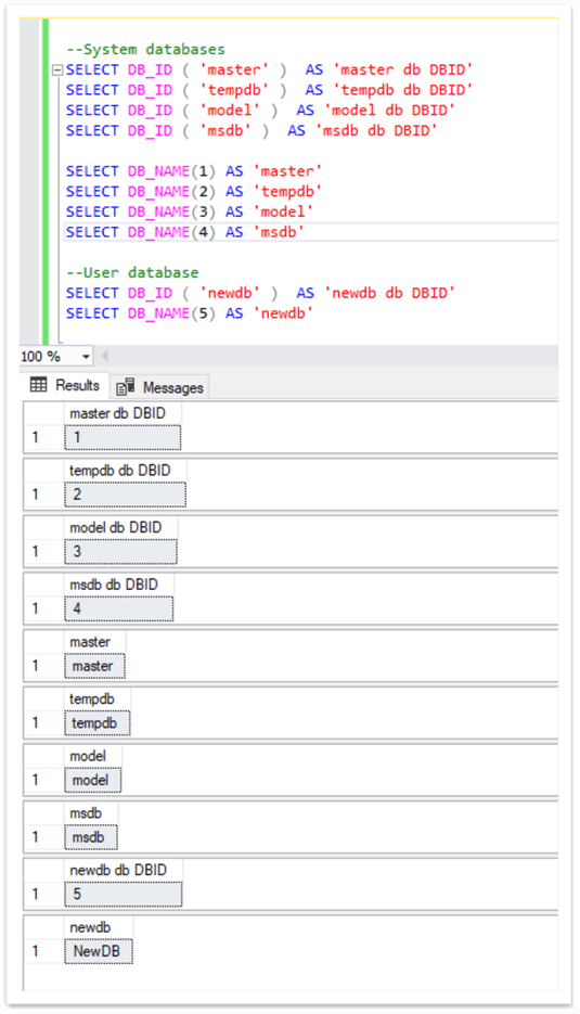 query results