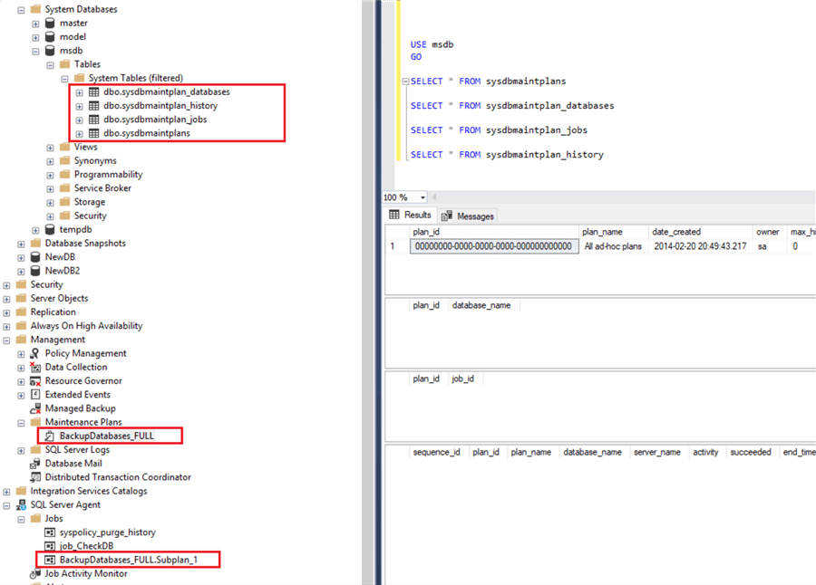 msdb 维护计划表